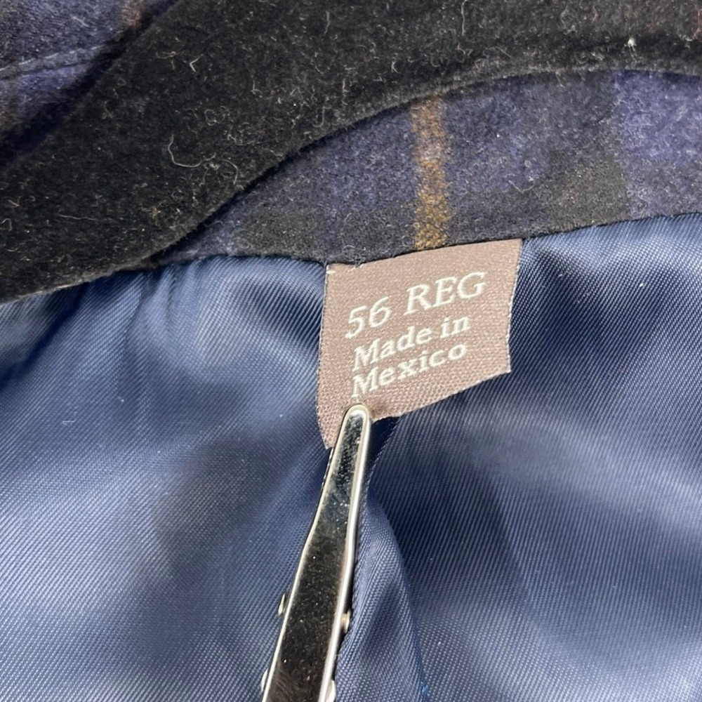 Oak Hill Premium Wool Blazer Men 56R Blue Plaid Grid Italian Marzotto Sport Coat - Picture 8 of 10